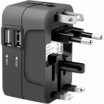 1pc adaptateur de prise de voyage universel 2 port usb voyage dans le monde adaptateur de chargeur secteur ...