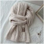 1pc �charpe unisexe 100% laine tricot�e - d�contract�e, chaude, d�corative, coupe - vent, style simple, ...