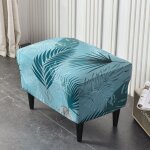 1pc (feuilles bleu lac)housse ottomane housses de pouf extensible rectangulaire, housse de repose - pieds ...