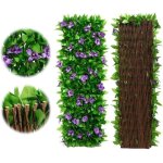 1pc haie artificielle avec fleurs, cl�ture d'intimit� extensible, panneaux de treillis de jardin avec ...