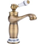 1pc robinet antique vintage en laiton avec porcelaine bleue et blanche, robinet mélangeur à col long ... 1pc robinet antique vintage en laiton avec porcelaine bleue et blanche, robinet mélangeur à col long ...