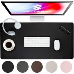 1pc sous - main en cuir pu 80x40cm - noir - bords cousus - grand - tapis de souris xxl - tapis de bureau ...