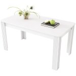 1pcs table salle � manger rectangulaire blanc ch�ne - 4 pieds robustes, design minimaliste moderne
