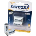 1x blister (2 pices) nemaxx 3v photo pile lithium cr123a pile photo avec 1700mah pile photo