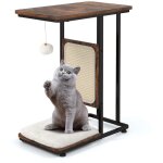 Helloshop26 - 2 en 1 arbre  chat 64cm griffoir pompon suspendu coussin amovible structure en forme de ...