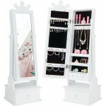 Costway - 2 en 1 armoire  bijoux enfants avec miroir, organisateur  bijoux en forme couronne avec 3 ...
