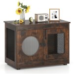 2 en 1 cage pour chien en bois, fentre translucide, verrouillage de scurit, niche pour chien interieur, ...