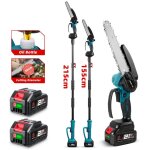 2 - en - 1 trononneuse tlescopique 8 pouces, tronconneuse a perche 170cm, avec 2 batteries de 4000 ...