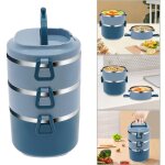 2. 4l bote  lunch thermique 3 couches en acier inoxydable rcipient alimentaire bote  pain bleue
