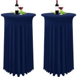 [jamais utilis�] lot de 2 bleu fonc� housse pour table haute, nappe mange debout 80 x 110 cm, bleu marine ...