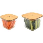 2 bo�tes carr�es hautes en verre bambou