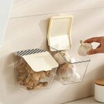 2 bo�tes de rangement murales flottantes en plastique transparent avec couvercles, r�cipients adh�sifs ...