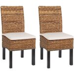 Hhg - jamais utilis] lot de 2 chaises m69, banane tresse, pieds foncs, avec coussins