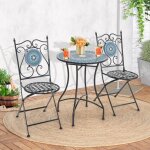 2 chaises pliantes avec motif mosa�que pour terresse patio salle � manger