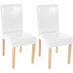 [jamais utilis] lot de 2 chaises de salle  manger littau, cuir, blanc, pieds clairs