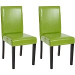 Hhg - jamais utilis] lot de 2 chaises de sjour littau, simili - cuir, vert, pieds foncs