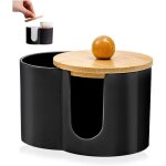 2 pour distributeur coton tige support noirs, rangement coton demaquillant, porte cotons tige salle de ...