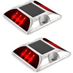 2 feux de signalisation au sol � �nergie solaire, lampe � poteau pour route, all�e ext�rieure
