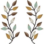 2 feuilles vigne / olivier m�tal ? d�coration murale couleurs vives, lit / ext�rieur