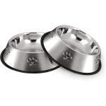 2 gamelles inox 18 cm avec base caoutchouc, antid�rapantes pour petits animaux