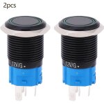 2 interrupteurs � bouton - poussoir 12 v cc 16 mm � 5 broches, autobloquants, �tanches ip65, avec voyant ...