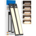 2 lampes d'armoire � capteurs 50 led, lumi�re chaude, coque noir