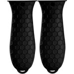 2 manchons de poign�e en silicone noir, isolants thermiques pour po�les et woks en fonte