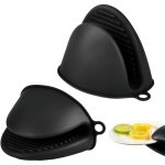 2 maniques silicone �pais r�sistant chaleur, antid�rapantes, cuisine / barbecue / cuisson (noir)