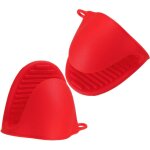 2 mini gants de four �pais en silicone r�sistants � la chaleur, pour barbecue et cuisson, rouge