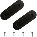 [jamais utilis�]2 pack flush flush sliding door handles stainless steel black oval drawer cabinet handles ...