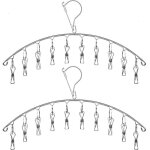 2 pack stainless steel clothes drying rack hanger with 10 clips for drying socks, drying towels, diapers, ...
