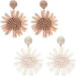 2 paires de boucles d'oreilles pendantes en raphia, boucles d'oreilles mignonnes et tendance, bijoux ...