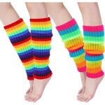 2 paires jambi�res tricot�es arc - en - ciel pour femme, doux et respirant leg warmers, polyvalent jambi�res ...
