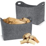 2 paniers en feutre avec poigne renforce, sac de rangement en feutre pour bois de chauffage, journaux, ...