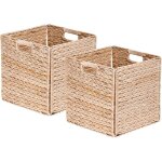 2 paniers rangement jacinthe d'eau 31x31x31cm, pliables / poign�es, chambre / salon / bureau.