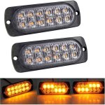 2 pcs 12 led orange feu de freinage stroboscopique, 12v 24v barre lumineuse led pour offroad v�hicule ...