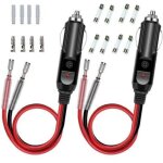 2 pcs adaptateur m�le pour allume - cigare avec c�ble d'alimentation 16 awg 12v / 24v universel, pour ...