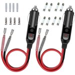 2 pcs adaptateur m�le pour allume - cigare avec c�ble d'alimentation 16 awg 12v / 24v universel, pour ...