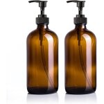 2 pcs bouteilles en verre ambr� 500 ml avec pompe distributeur de savon distributeur de savon pour les ...