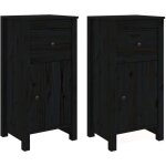 2 pcs buffet?bahut?meuble de rangements noir 40x35x80 cm bois massif de pin cfw25438