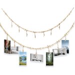 2 pcs corde photo avec pinces en bois, guirlande photo, mur suspendu pour la d�coration de la maison, ...