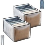 2 pcs jeans organisateur rangement pantalon de tiroir armoire pliable en maille, s�parateurs de bo�te ...