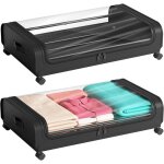 2 pcs rangement sous lit boite housse sac rangement vetement avec roulette et couvercle cadre mtallique ...