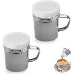2 pcs saupoudreuse sucre glace saupoudreuse  epices en acier inoxydable saupoudreuse cacao en acier ...