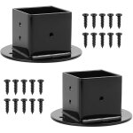 2 pcs support poteau bois, support de poteau de cl�ture, support poteau � visser carr� 50x50 mm, support ...