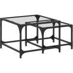 2 pcs tables basses?table d'appoint?table de salon gigognes dessus en verre transparent acier cfw81788 ...