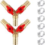 2 pi�ces 12 mm raccord tuyau d'arrosage, laiton tuyau gaz soupape, raccord pompe a eau avec 6 colliers ...