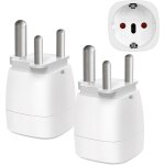 2 pi�ces?adaptateur de voyage france vers afrique du sud, 2 broches europ�ennes vers 3 broches de type ...