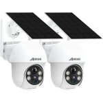 2 pi�ces cam�ra de surveillance exterieur 2k hd 3mp panneau solaire ext�rieur sans fil d�tection pir ...