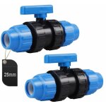 2 pi�ces connecteur en pp pour tuyau d'eau, connecteur de serrage pour tuyaux en pe, 25mm (bleu)